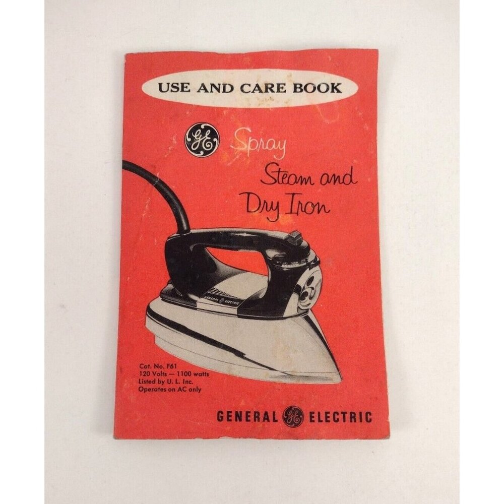 Vintage General Electric Spray Steam Dry Iron Use & Care Booklet GE Cat No F61